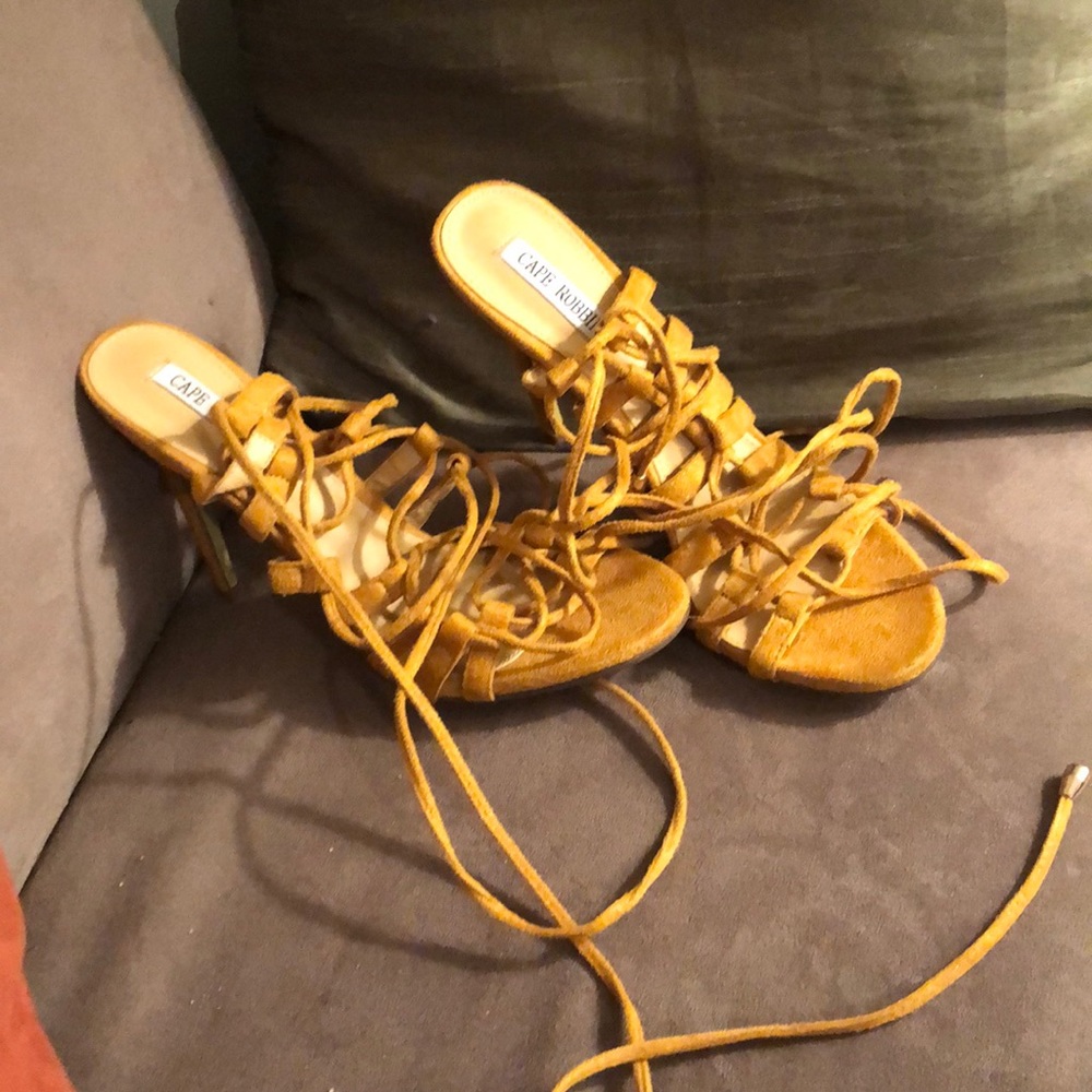 Mustard yellow lace up sandal